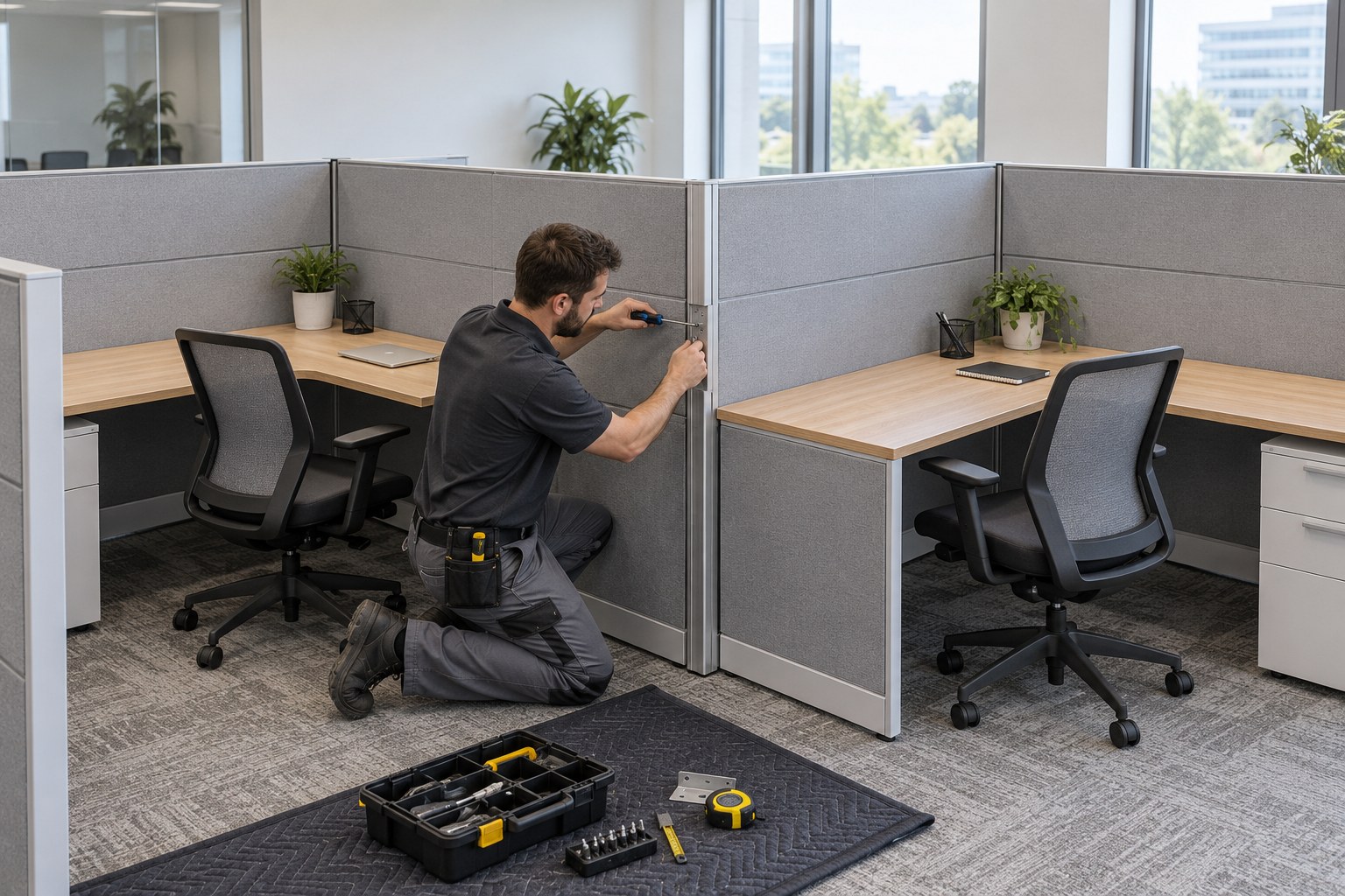 AI reference image of modular office cubicle assembly